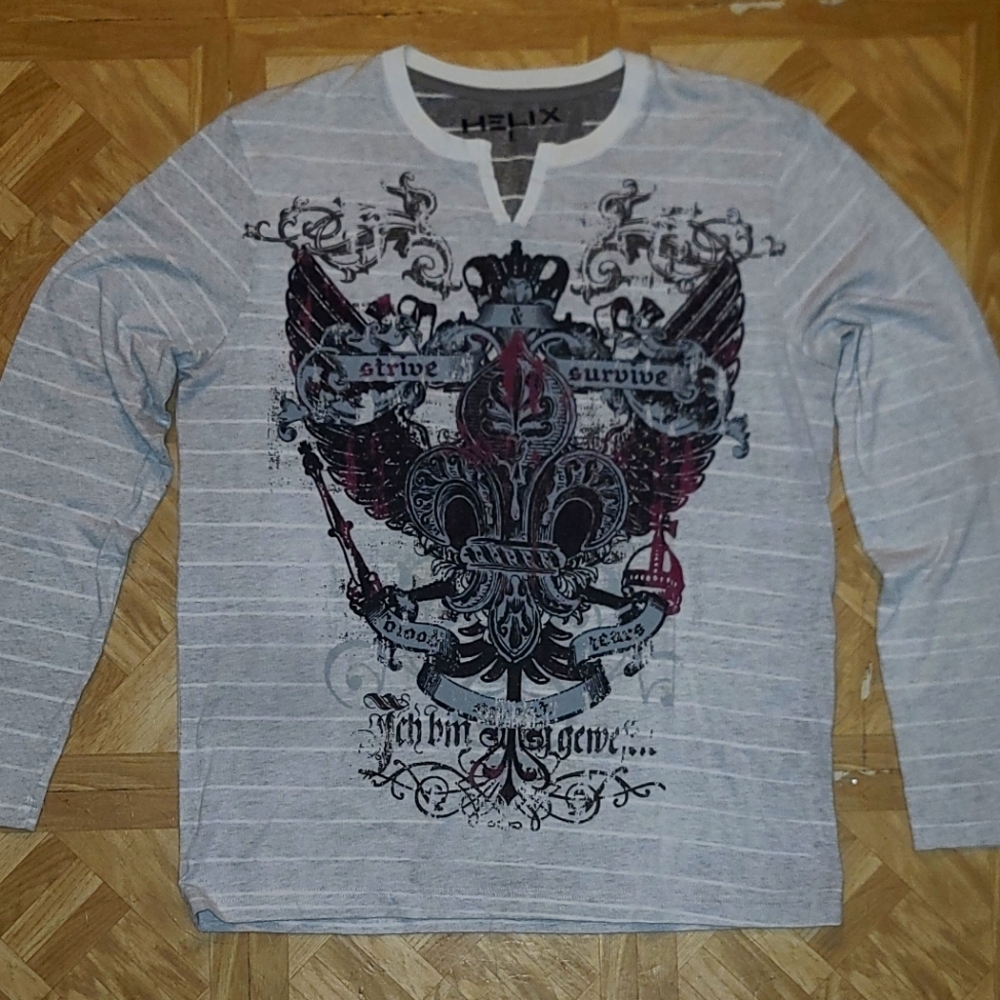 Helix Gray Y2k Graphic Men's Shirt